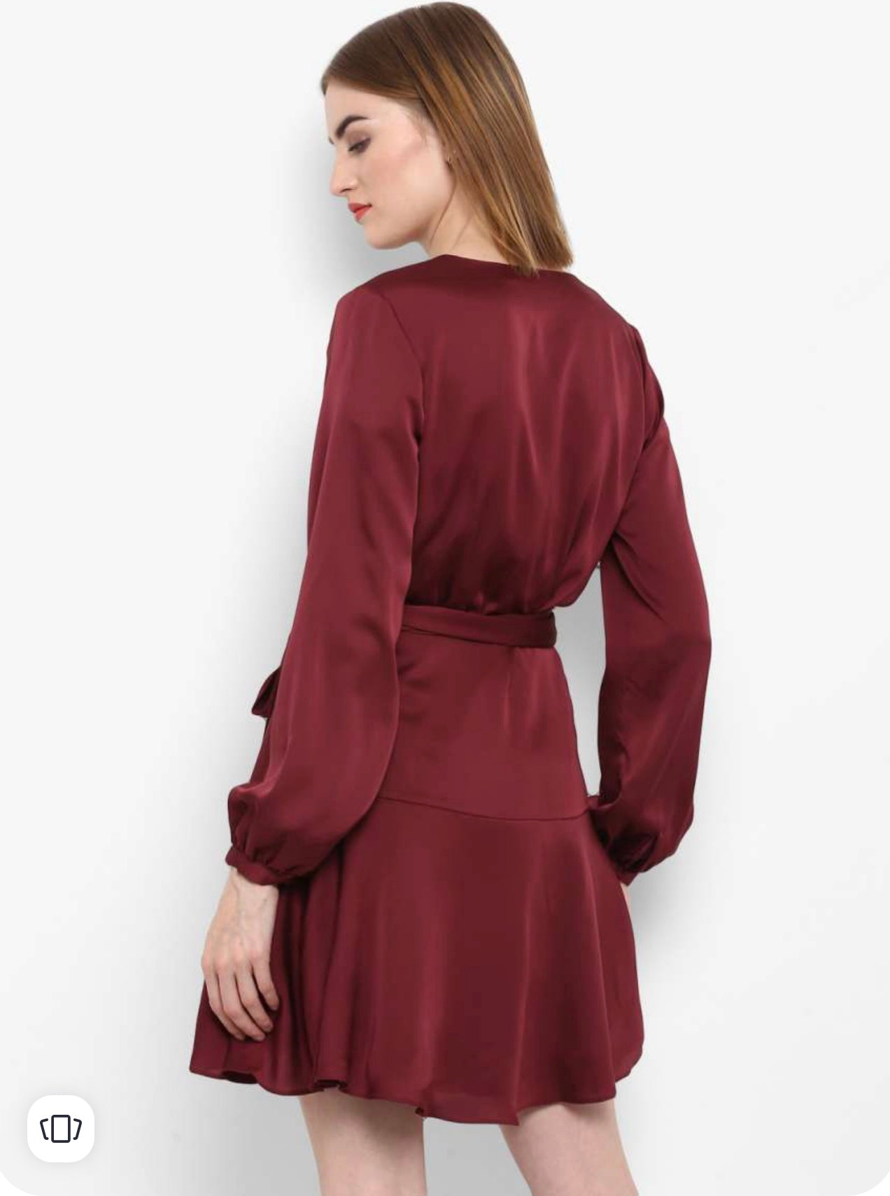 Forever New Burgundy Solid Wrap Dress (Used)